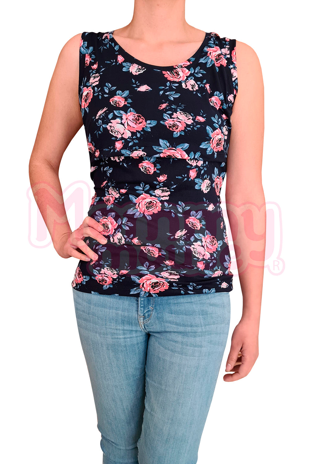 Blusa maternidad-lactancia. Tirante ancho Marino Flores