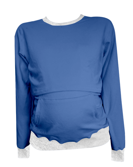 Sudadera cuello redondo Maternidad-lactancia. Azul rey