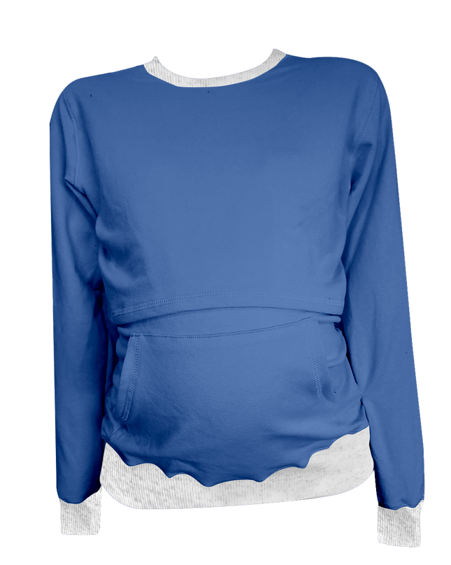 Sudadera cuello redondo Maternidad-lactancia. Azul rey