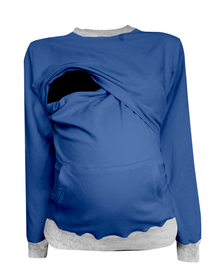 Sudadera cuello redondo Maternidad-lactancia. Azul rey