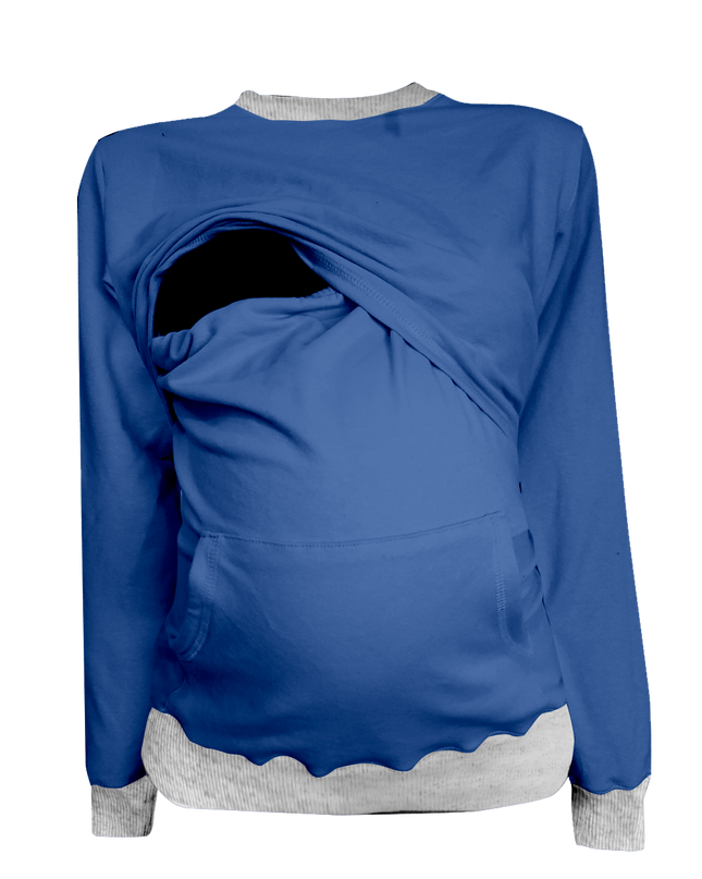 Sudadera cuello redondo Maternidad-lactancia. Azul rey