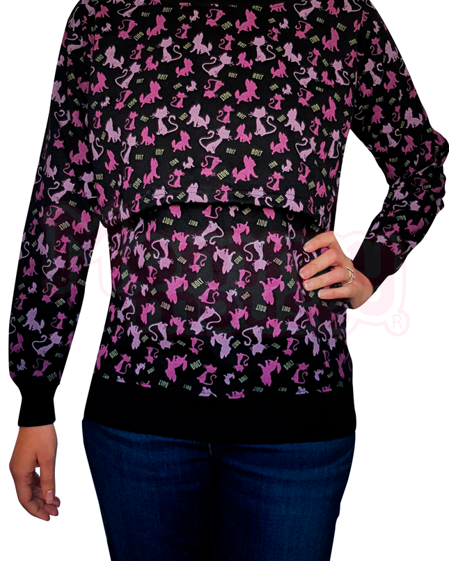Sudadera cuello de ojal Maternidad-lactancia. Gatos