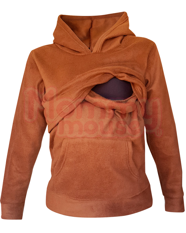 Sudadera Polar capucha Maternidad-lactancia. Café