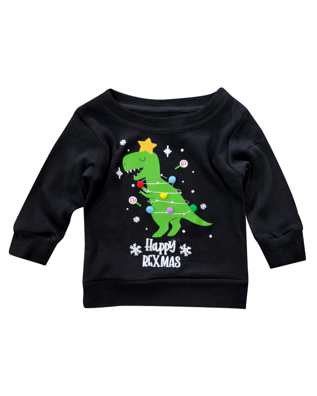 Playera bebé manga larga. Rex pompones reales