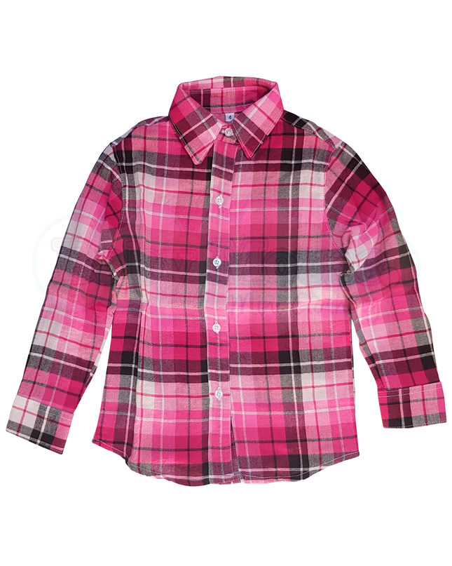 Camisa kids. Cuadros Fiusha 4 a 12 Años