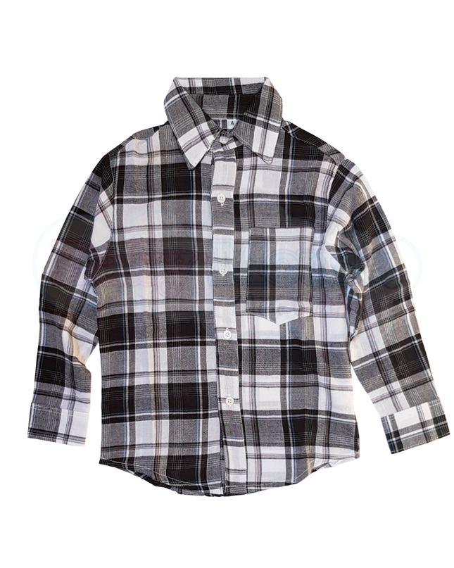 Camisa kids. Cuadros negros 4 a 12 Años