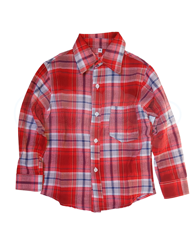 Camisa kids. cuadros rojos 4 a 12 Años