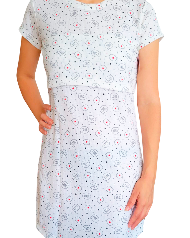 Camisón Pijama maternidad-lactancia mc. Corazones