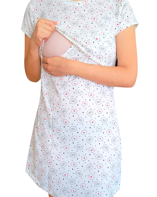 Camisón Pijama maternidad-lactancia mc. Corazones