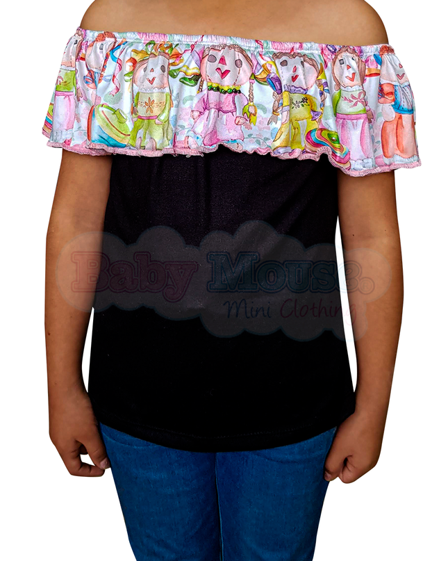Blusa Kids. Campesina Muñecas mexicanas 3 meses - 8 Años