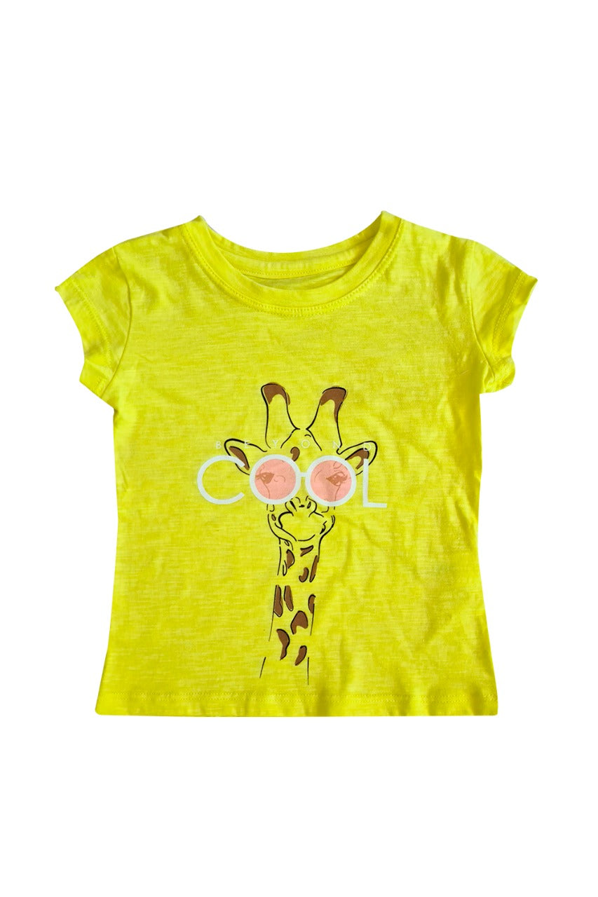 Playera kids niña. Jirafa Cool Yellow