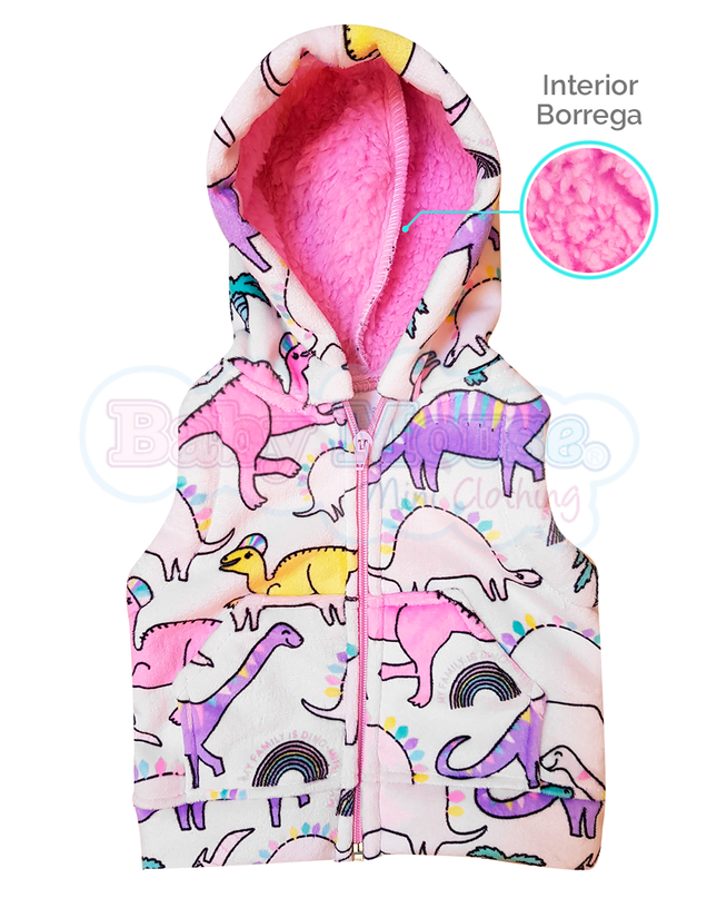 Chaleco Bebé Flanel - Dinosaurios niña
