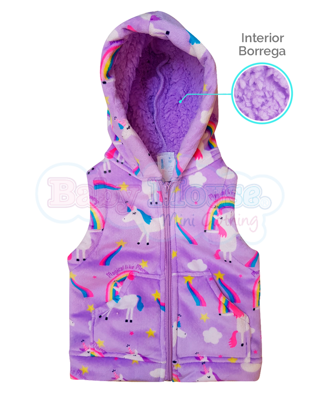 Chaleco Bebé Flanel - Unicornios