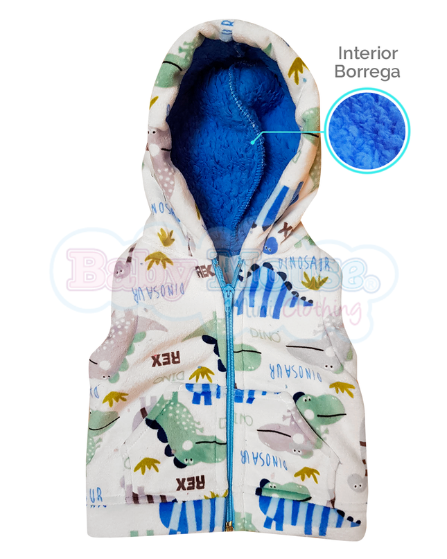 Chaleco Bebé Flanel - Dinosaurios niño