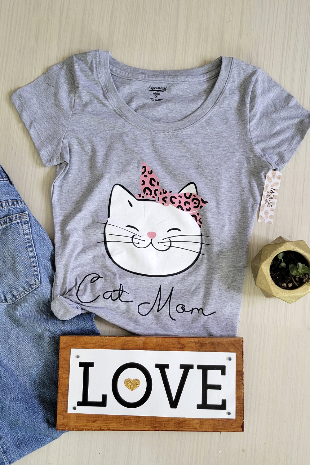 Blusa dama manga corta. Cat Mom