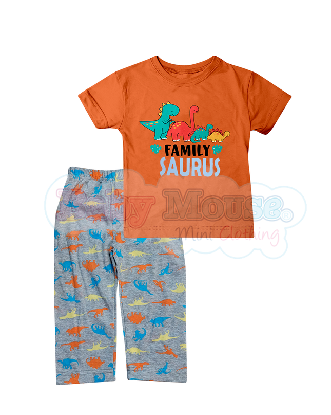 Pijama Manga corta  1 a 10 Años. Family Saurus