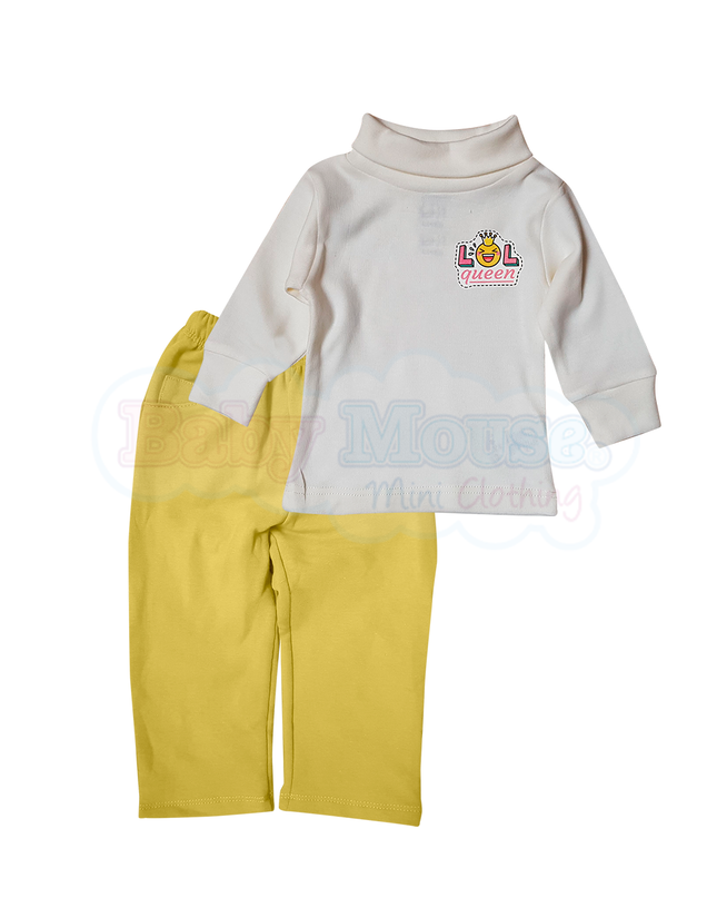 Set pantalón y playerita cuello de tortuga  - Amarillo