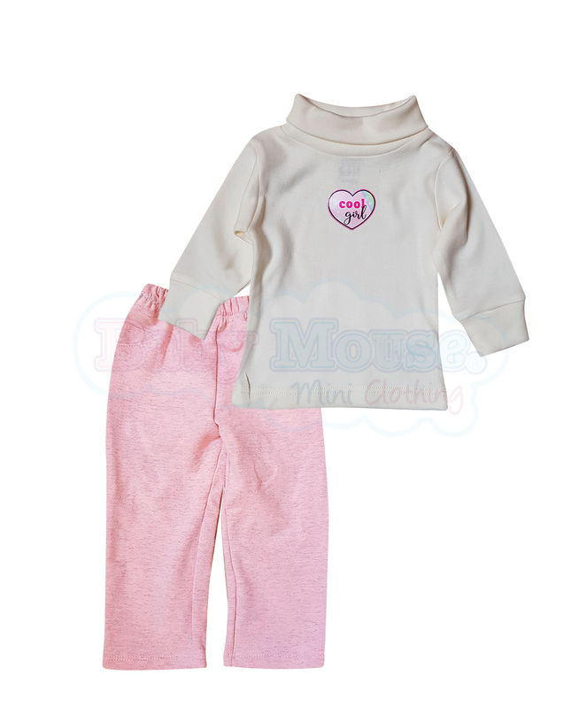 Set pantalón y playerita cuello de tortuga  - Rosa