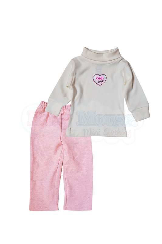 Set pantalón y playerita cuello de tortuga  - Rosa
