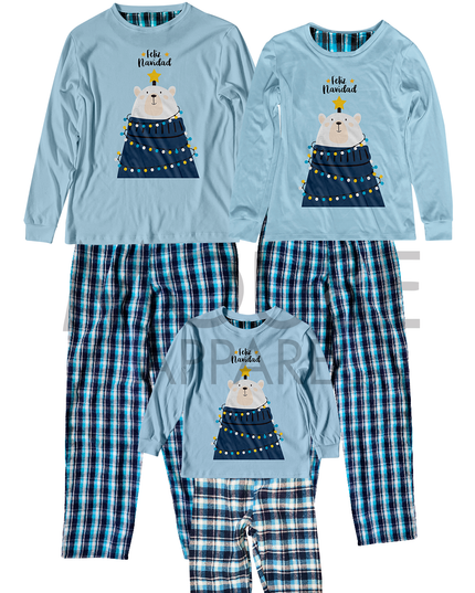 Pijama Franela 6 y 12 Meses. Oso Feliz Navidad