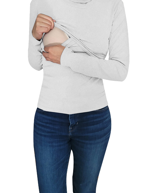 Blusa Lactancia cuello Ruso. Blanco