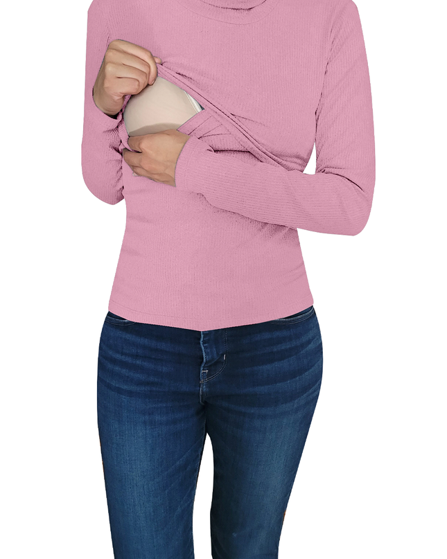 Blusa Lactancia cuello Ruso. Rosa bombón