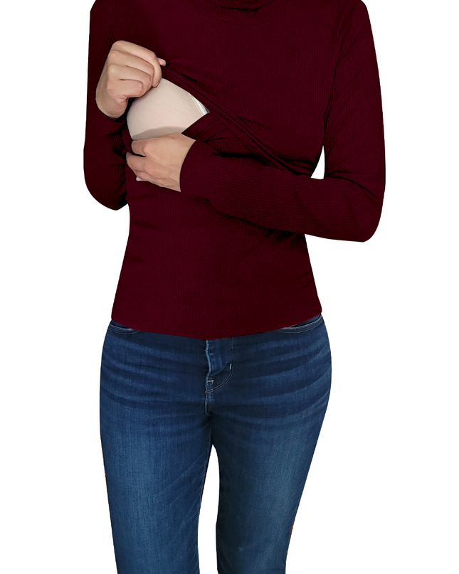Blusa Lactancia cuello Ruso. Vino