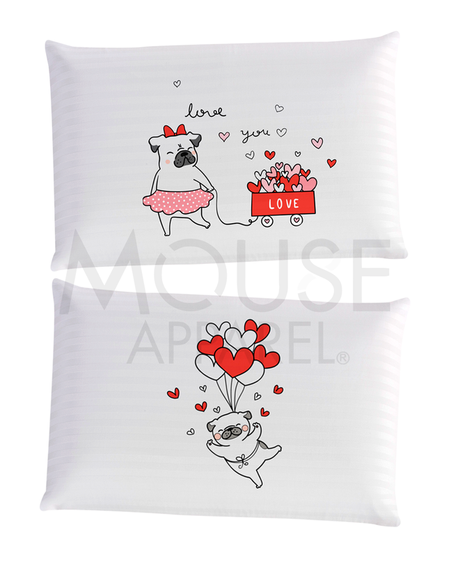 Paq-2 Fundas para almohada. Pug Love