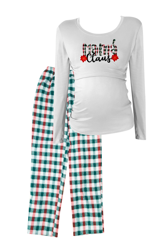 Pijama de lactancia franela. Mamá Claus