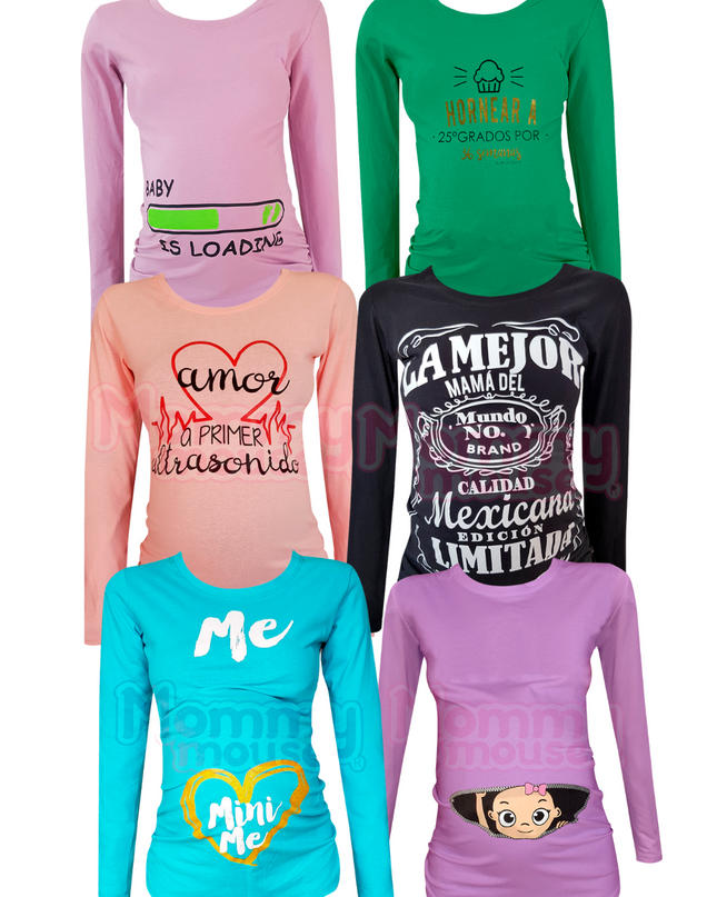 Promo 2 Blusas maternidad estampada manga larga