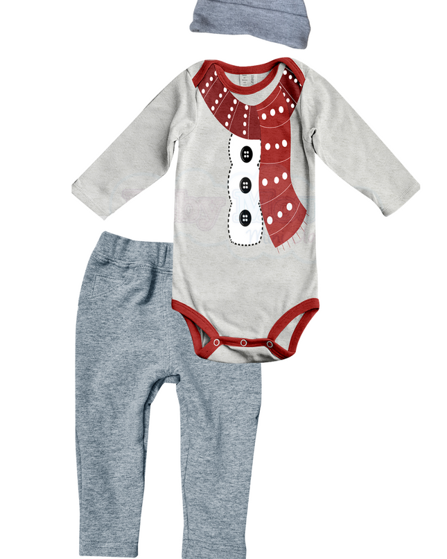 Set bebé manga larga. Muñeco de Nieve bufanda