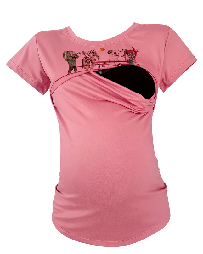 Blusa maternidad-lactancia mc estampada. Monsters