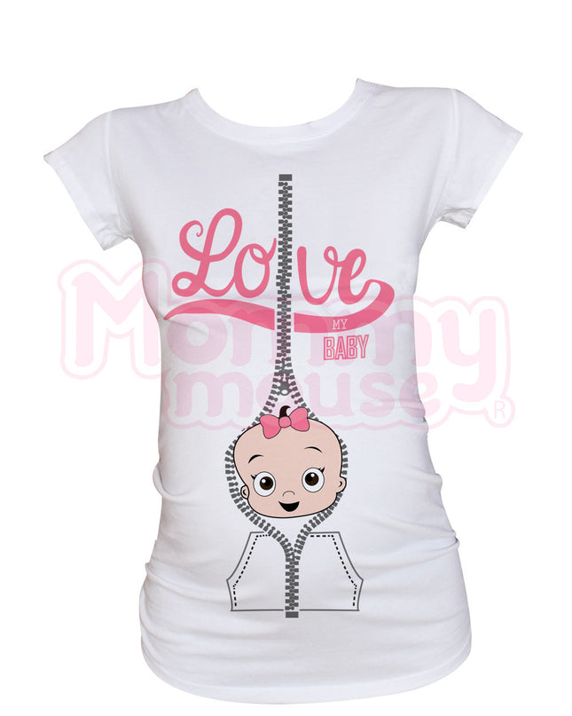 Blusa maternidad basica manga corta. Love my baby niña