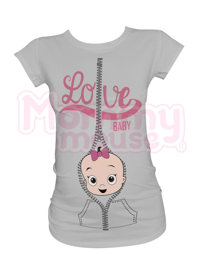 Blusa maternidad basica manga corta. Love my baby niña
