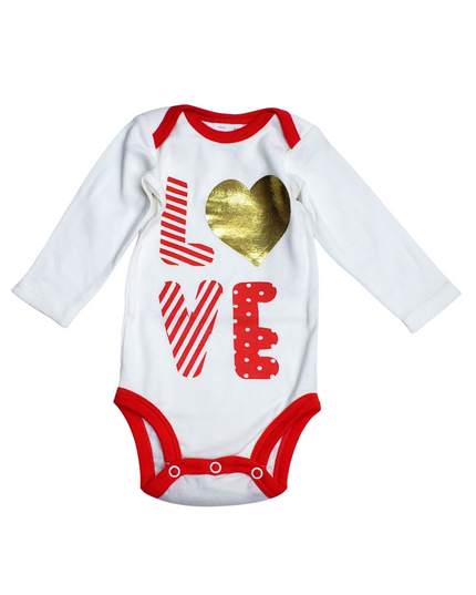 Pañalero Manga Larga Unisex. LOVE dorado