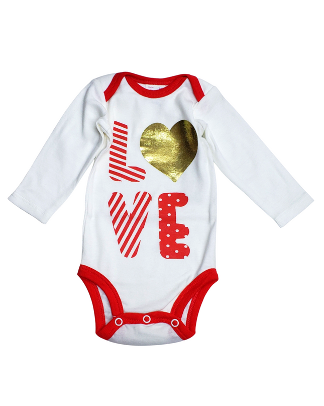 Pañalero Manga Larga Unisex. LOVE dorado