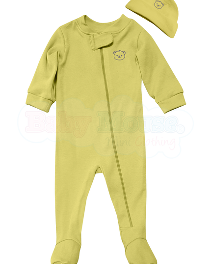 Set mameluco y gorro unisex. Osito amarillo