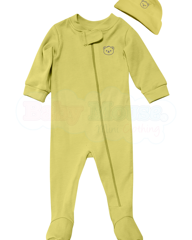 Set mameluco y gorro unisex. Osito amarillo