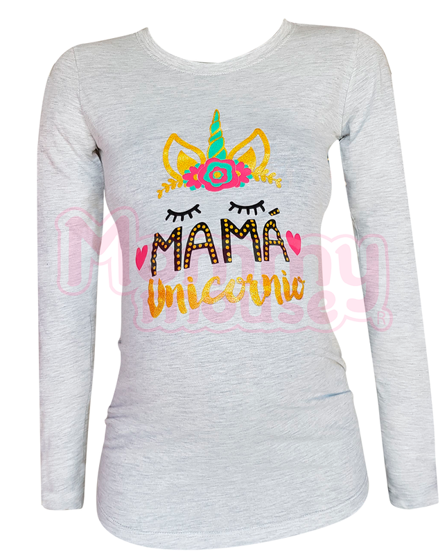 Blusa Maternidad Básica Manga Larga. Mamá Unicornio