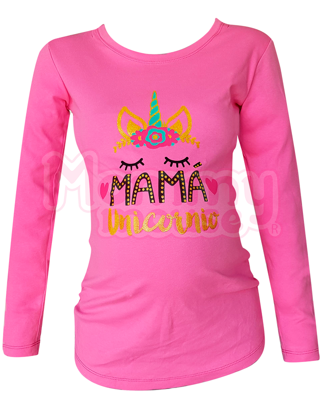 Blusa Maternidad Básica Manga Larga. Mamá Unicornio