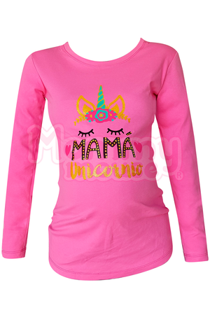 Blusa Maternidad Básica Manga Larga. Mamá Unicornio