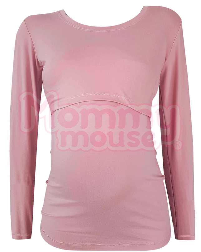 Blusa maternidad-lactancia Manga Larga. Rosa claro