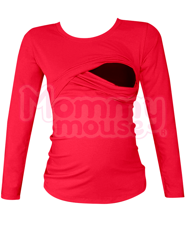 Blusa maternidad-lactancia Manga Larga. Rojo