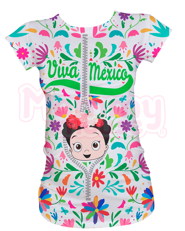 Blusa maternidad manga corta Full Print. Viva México Fridita