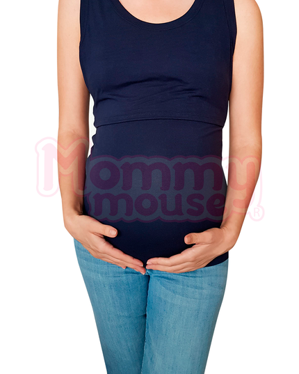 Blusa maternidad-lactancia. Tirante ancho Azul Marino