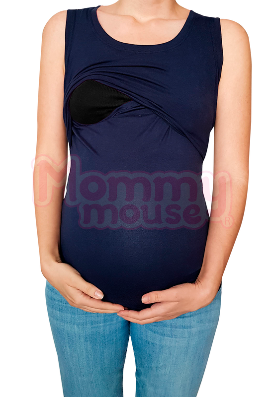 Blusa maternidad-lactancia. Tirante ancho Azul Marino
