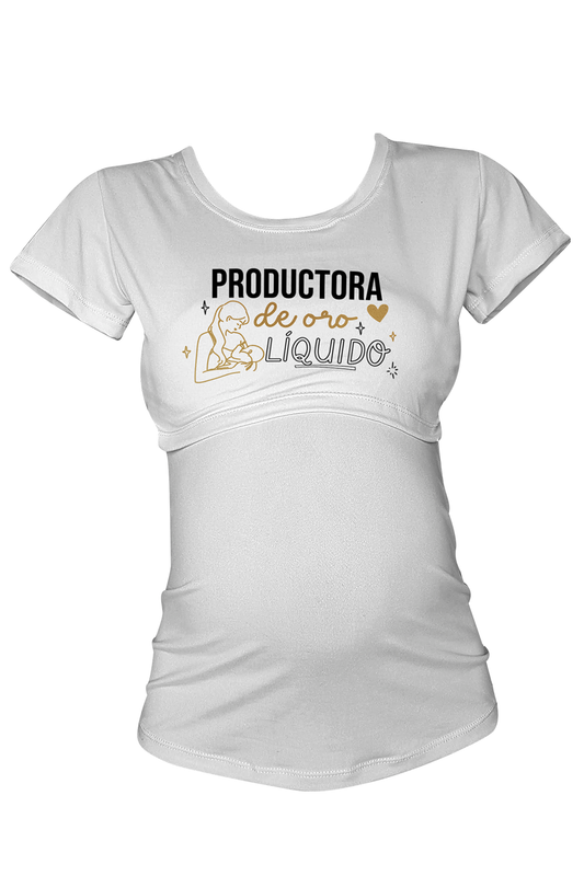 Blusa maternidad-lactancia Blanco. Productora de Oro liquido