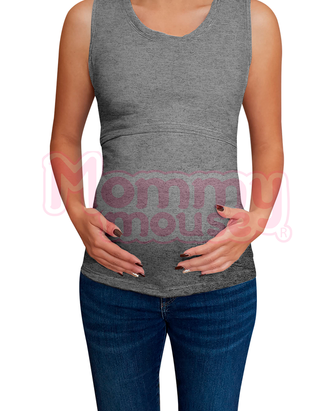 Blusa maternidad-lactancia. Tirante ancho Gris Jaspe