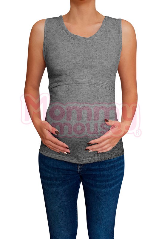 Blusa maternidad-lactancia. Tirante ancho Gris Jaspe