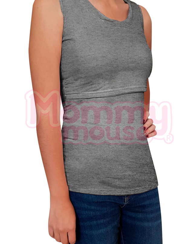 Blusa maternidad-lactancia. Tirante ancho Gris Jaspe